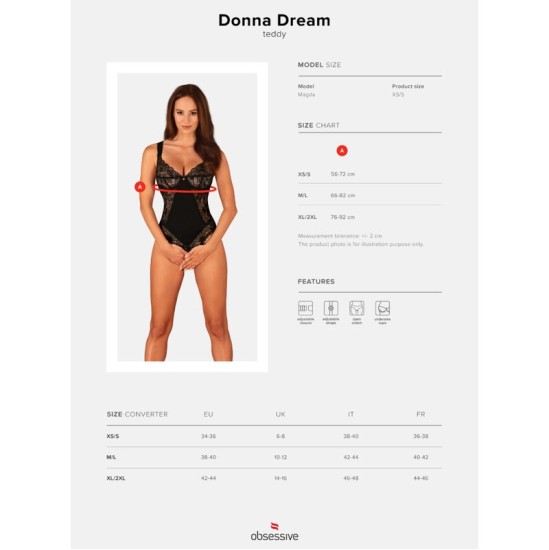 Obsessive Teddies KINNITUSLIK – DONNA DREAM CROTCHLESS TEDDY XS/S