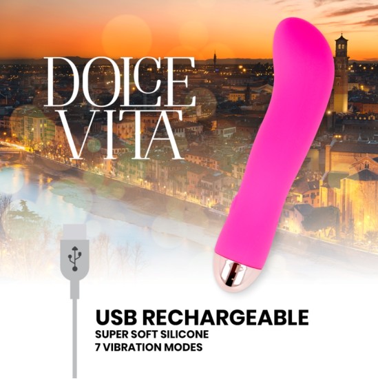 Dolce Vita UZLĀDĒJAMS VIBRATORS rozā 7 Ātrumi