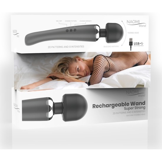 Naomi Wand Stimulējošs vibrators melns