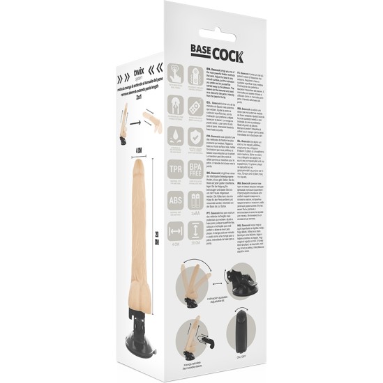 Basecock Reālistisks vibrators ar pulti un sēkliniekiem 20 CM