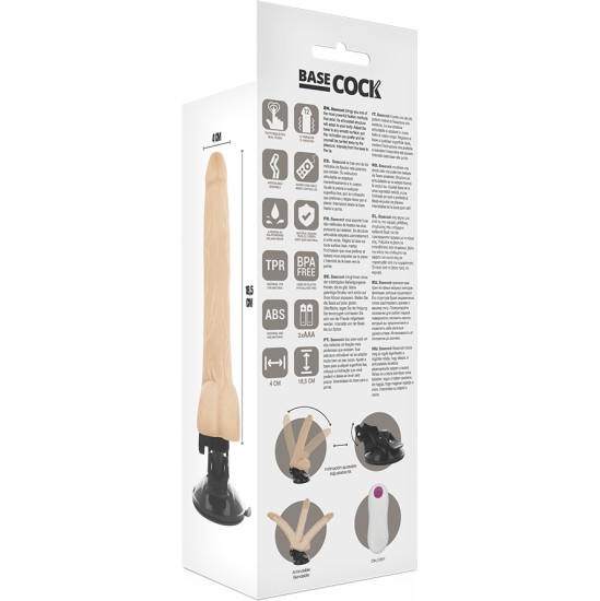 Basecock Reālistisks vibrators ar pulti 18,5 CM