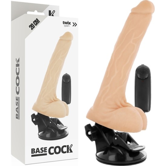 Basecock REALISTIC NATURAL REMOTE CONTROL VIBRATOR WITH TESTICLES 20 CM