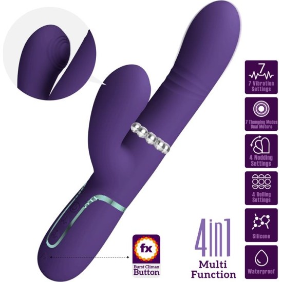 Prettylove Mariana Vibrator 4 in 1 Silicone Purple