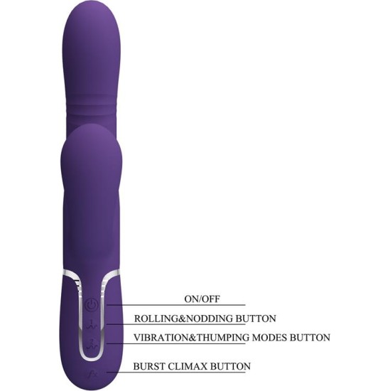 Prettylove Mariana Vibrator 4 in 1 Silicone Purple