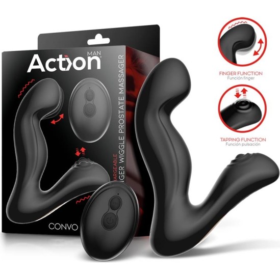 Action Convo Prostate Massager with Tapping and Finger Wiggle Function