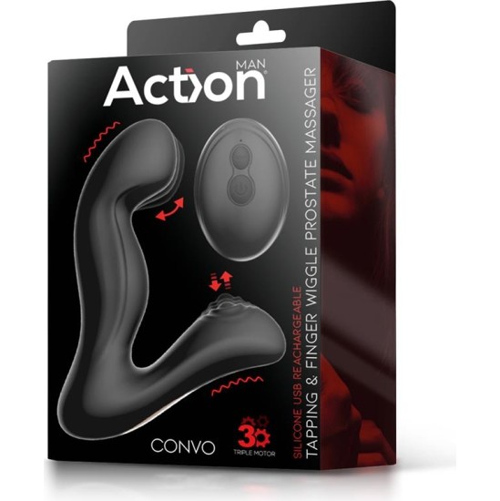 Action Convo Prostate Massager with Tapping and Finger Wiggle Function