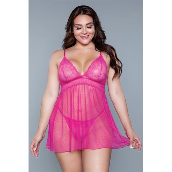 Be Wicked Hailey Babydoll Fuchsia Size S