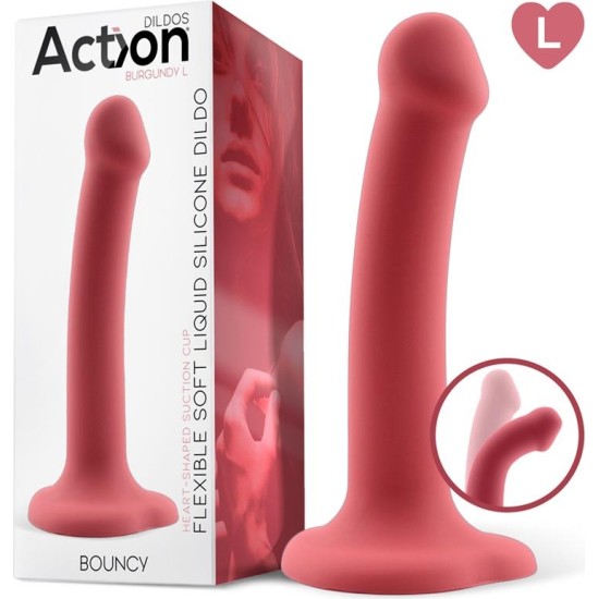 Action Bouncy Liquid Silicone Dildo Hiper Flexible 7.5 - 19 cm Size L Burgundy