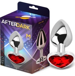 Afterdark Butt Plug with Heart Jewel Coraz?n Red Scarlet Size M