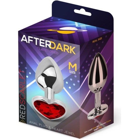 Afterdark Butt Plug with Heart Jewel Coraz?n Red Scarlet Size M