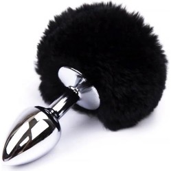 Afterdark Butt Plug with Pompon Black Size S