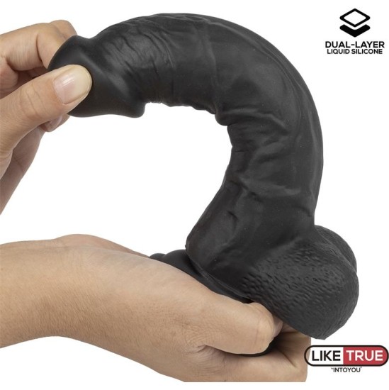 Liketrue Realistic Dildo Liquid Silicone Dual Layer 8 Black