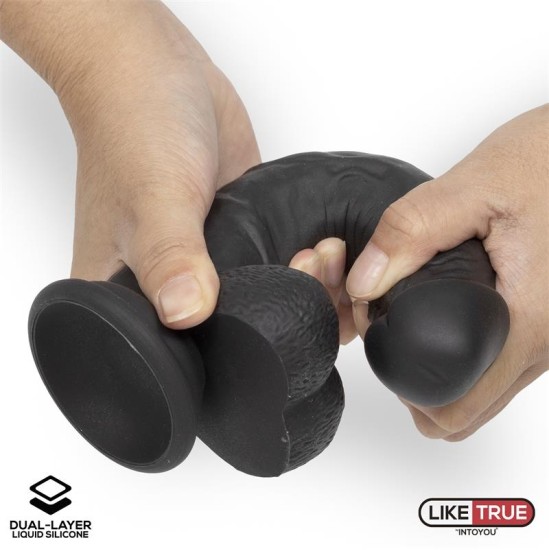 Liketrue Realistic Dildo Liquid Silicone Dual Layer 8 Black