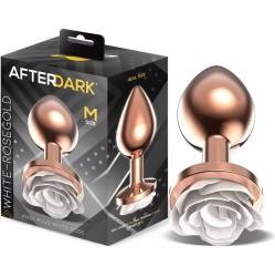 Afterdark Rosegold Metal Anal Plug with White Rose Base - Size M