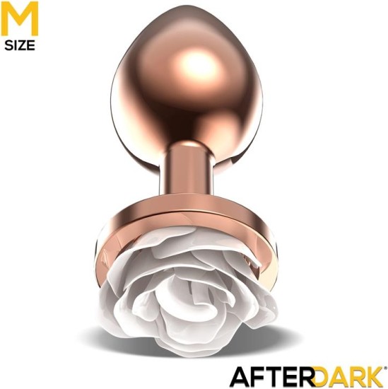 Afterdark Rosegold Metal Anal Plug with White Rose Base - Size M