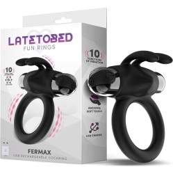 Latetobed Fermax Vibrating Ring with Rabbit USB Silicone Black