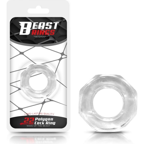 Beast Rings Cock Ring Super Flexible Polygon 2.2 cm Clear