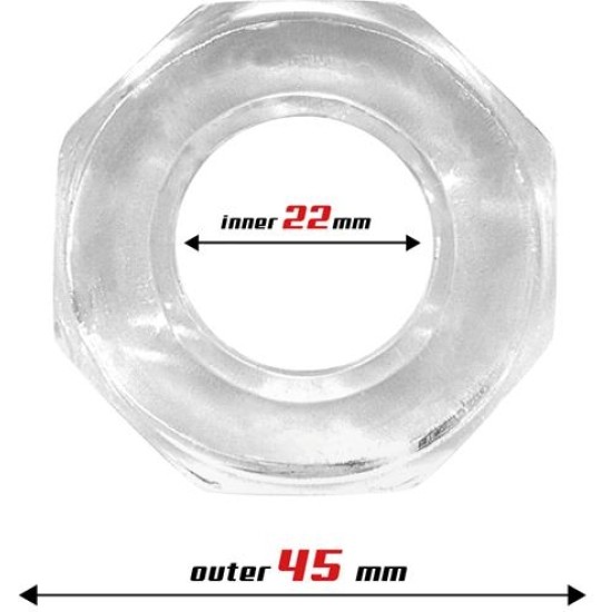 Beast Rings Cock Ring Super Flexible Polygon 2.2 cm Clear