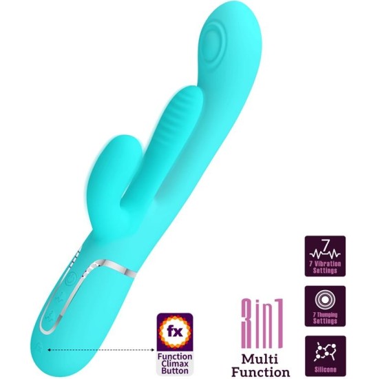 Prettylove Shania Tripple Rabbit Vibrator Turquoise