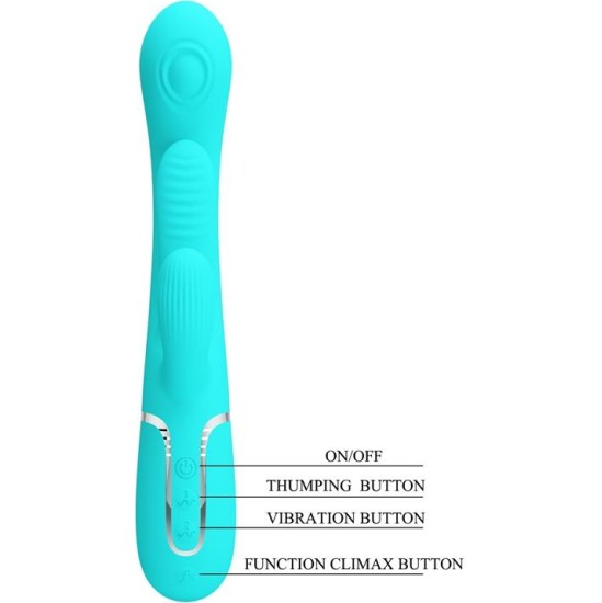Prettylove Shania Tripple Rabbit Vibrator Turquoise