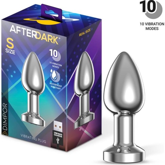 Afterdark Dimpor Chrome Anal Plug with Vibration and Magnetic USB Size S