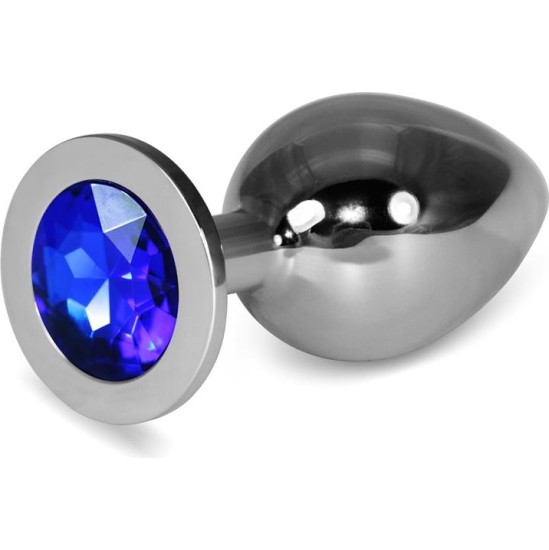 Lovetoy Metal Butt Plug RoseBud Classic with Darkblue Jewel Size L