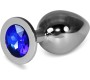 Lovetoy Metal Butt Plug RoseBud Classic with Darkblue Jewel Size L