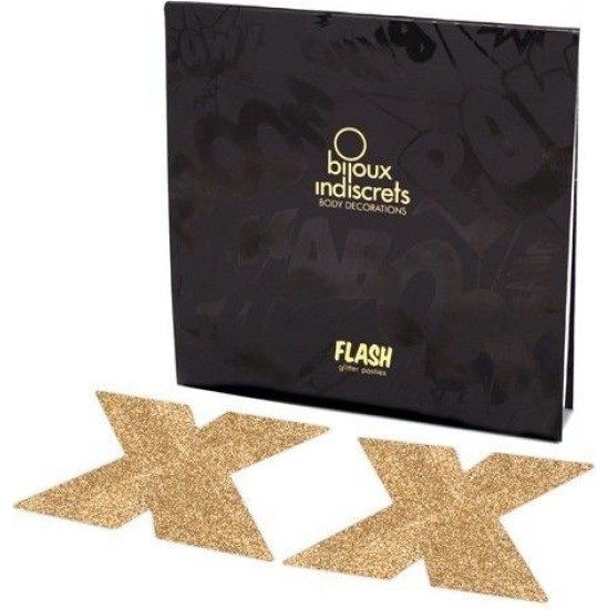 Bijoux Flash Collection BIJOUX - INDISCRETS FLASH CROSS GOLD NIPPLE COVERS