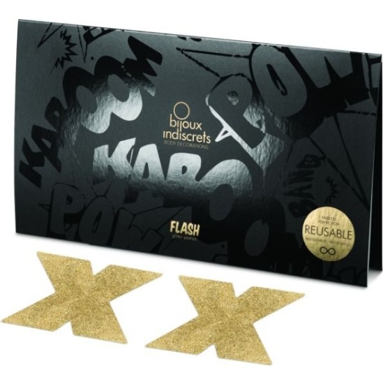 Bijoux Flash Collection BIJOUX - INDISCRETS FLASH CROSS GOLD NIPPLE COVERS