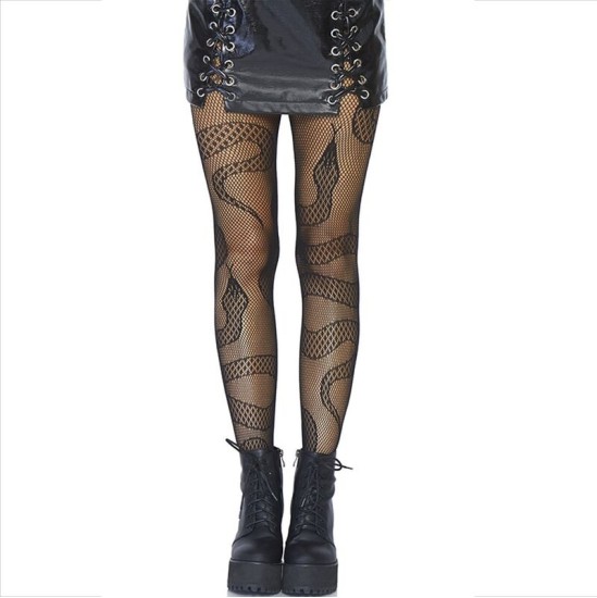 Leg Avenue Hosiery LEG AVENUE - STOCKINGS NET SNAKES BLACK