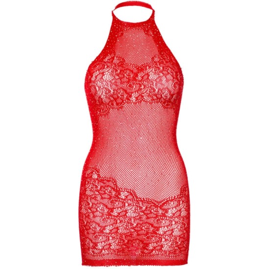 Leg Avenue Dresses LEG AVENUE - RHINESTONE HALTER MINI DRESS ONE SIZE - RED