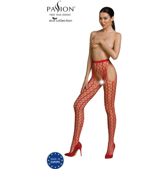 Passion Woman Garter & Stock PASSION - ECO COLLECTION BODYSTOCKING ECO S007 RED