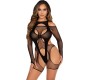 Leg Avenue Teddies LEG AVENUE - FISHNET BODYSTOCKING WITH GARTER BELT AND HARNESS BLACK