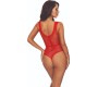 Passion Woman Bodystockings PASSION - BS115 BODYSTOCKING GRID RED