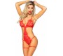 Leg Avenue Sets LEG AVENUE - 86123 TEDDY + GARTER ROBE SET RED SIZE M