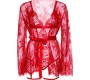 Leg Avenue Sets LEG AVENUE - 86123 TEDDY + GARTER ROBE SET RED SIZE M