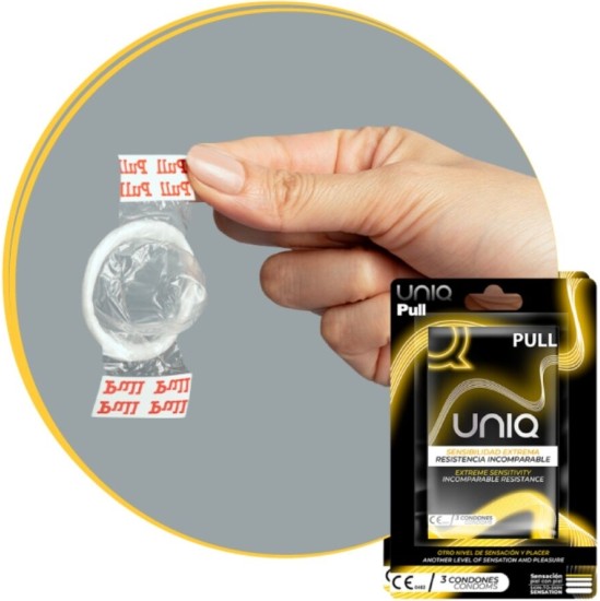 Uniq PULL LATEX FREE CONDOMS WITH STRIPS 3 UNITS