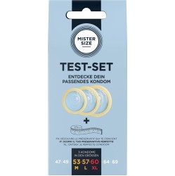 Mister Size TEST SET 3 DIFFERENT SIZED CONDOMS + MEASURING TAPE
