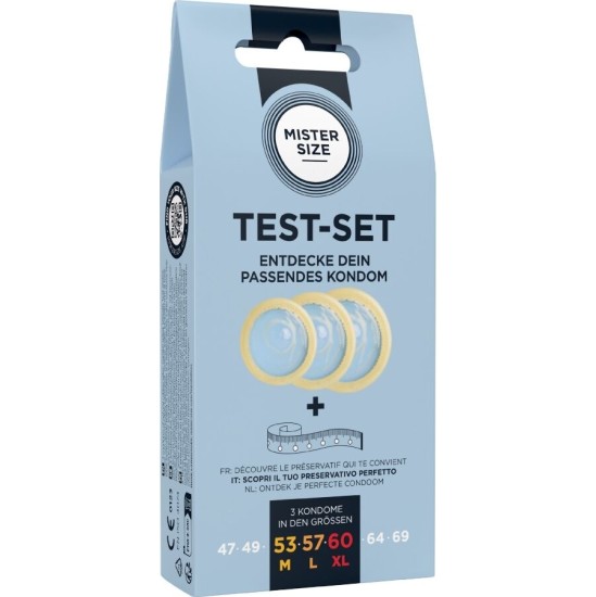 Mister Size TEST SET 3 DIFFERENT SIZED CONDOMS + MEASURING TAPE