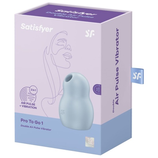 Satisfyer Air Pulse SATISFYER PRO TO GO 1 DVIGUBAS ORO PULSE STIMULIATORIUS IR VIBRATORIUS – MĖLYNAS