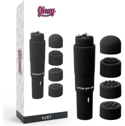 Glossy Vibrators ar maināmiem uzgaļiem melns