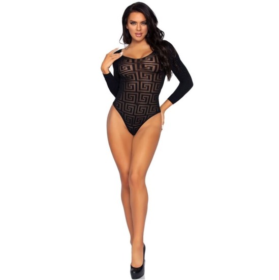 Leg Avenue Teddies LEG AVENUE MOSAIC SNAP CROTH BODYSUIT ONE SIZE