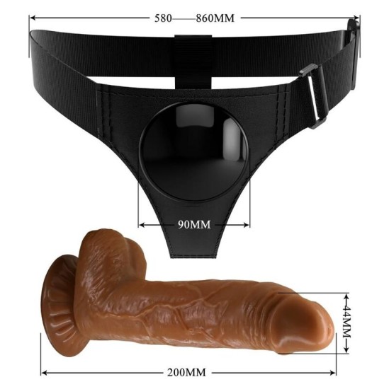 Pretty Love siksnas Biksītes UNIVERSAL siksnas ar Dildo MICHEAL 20 cm melnā krāsā