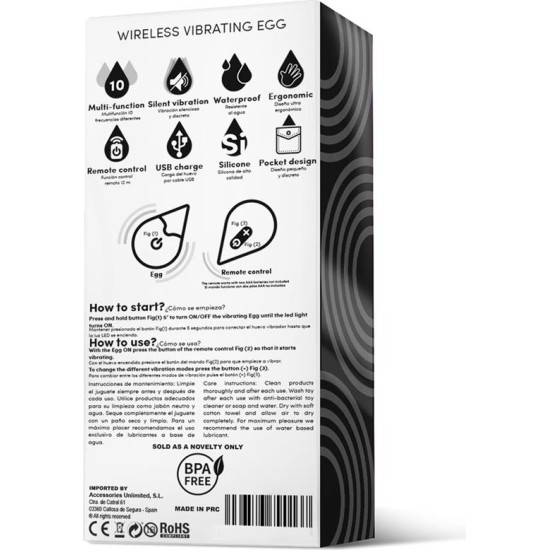 Drops Vibrating Egg Remote Control USB Silicone Black