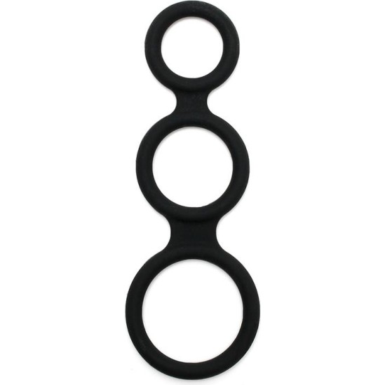 Latex Play Triple Cock Ring Black