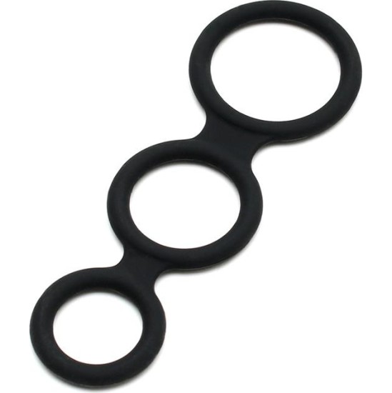 Latex Play Triple Cock Ring Black