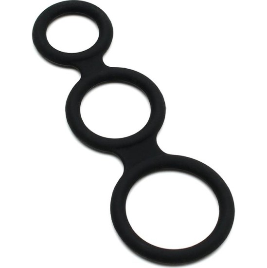 Latex Play Triple Cock Ring Black
