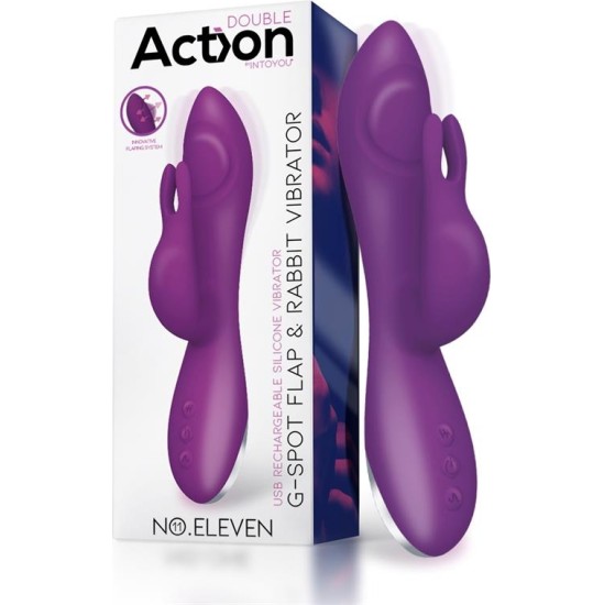 Action No. Eleven Vibrator with Bunny, G-Spot and Pulse Function Magnetic USB Silicone
