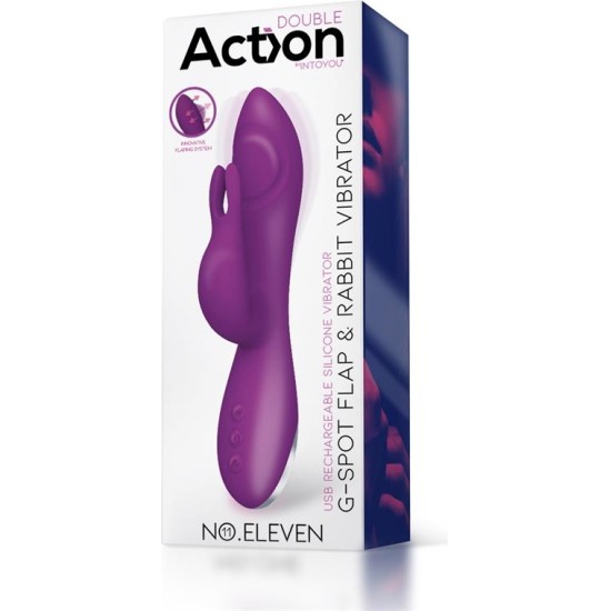 Action No. Eleven Vibrator with Bunny, G-Spot and Pulse Function Magnetic USB Silicone
