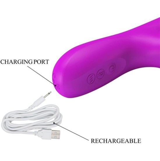 Prettylove Reese Vibe with Internal Beads and Thrusting USB